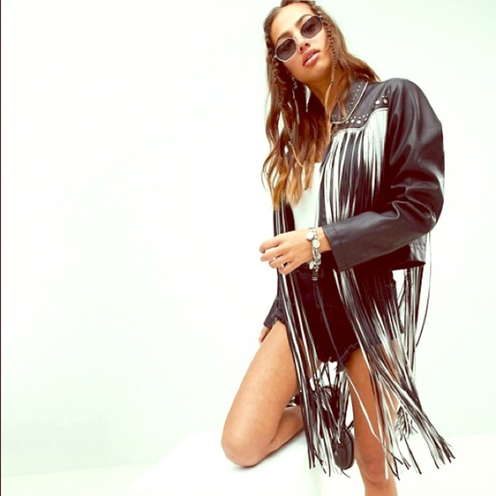 ASOS DESIGN Metallic Fringing Pu Jacket